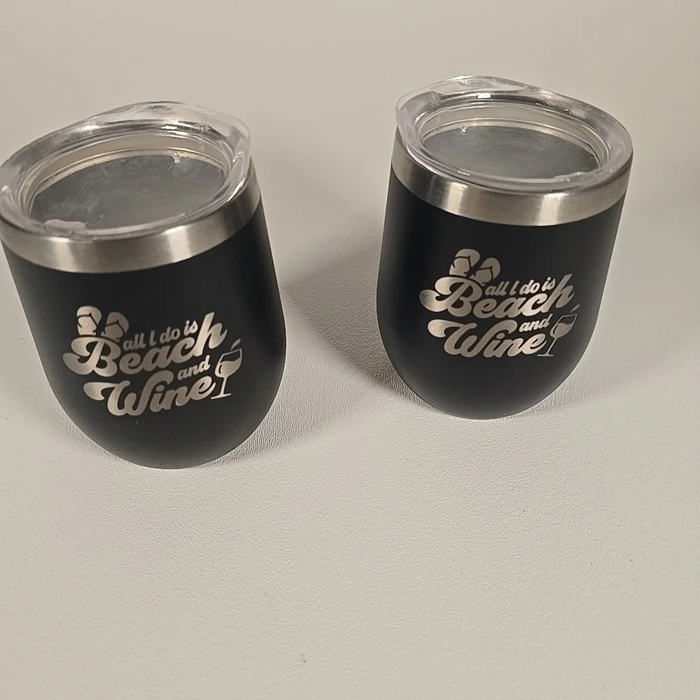 2 Stainless Steel Wine Tumblers With Lid 